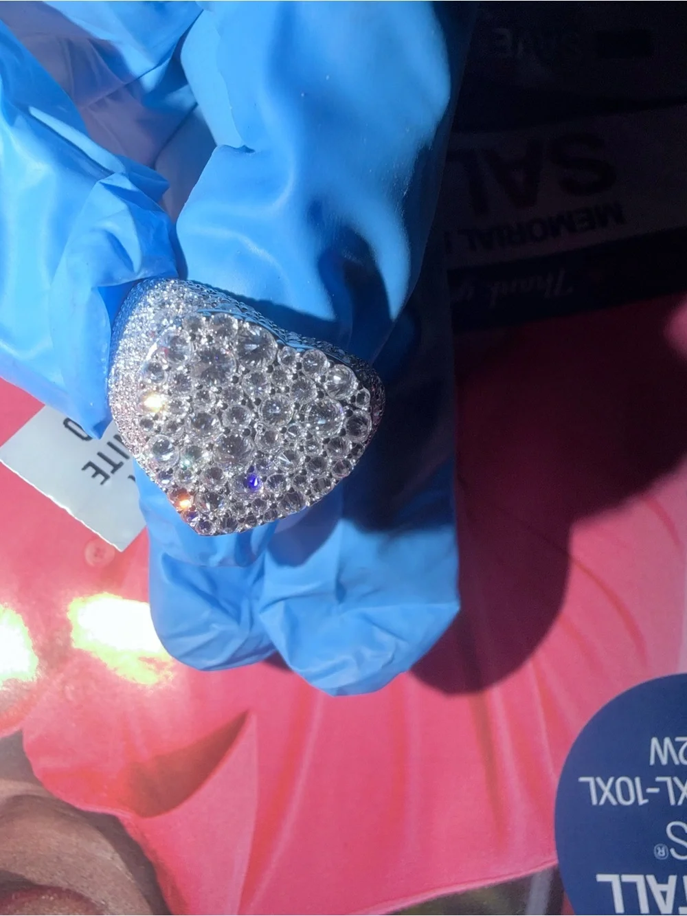 925 sterling silver heart ring with reverse setting